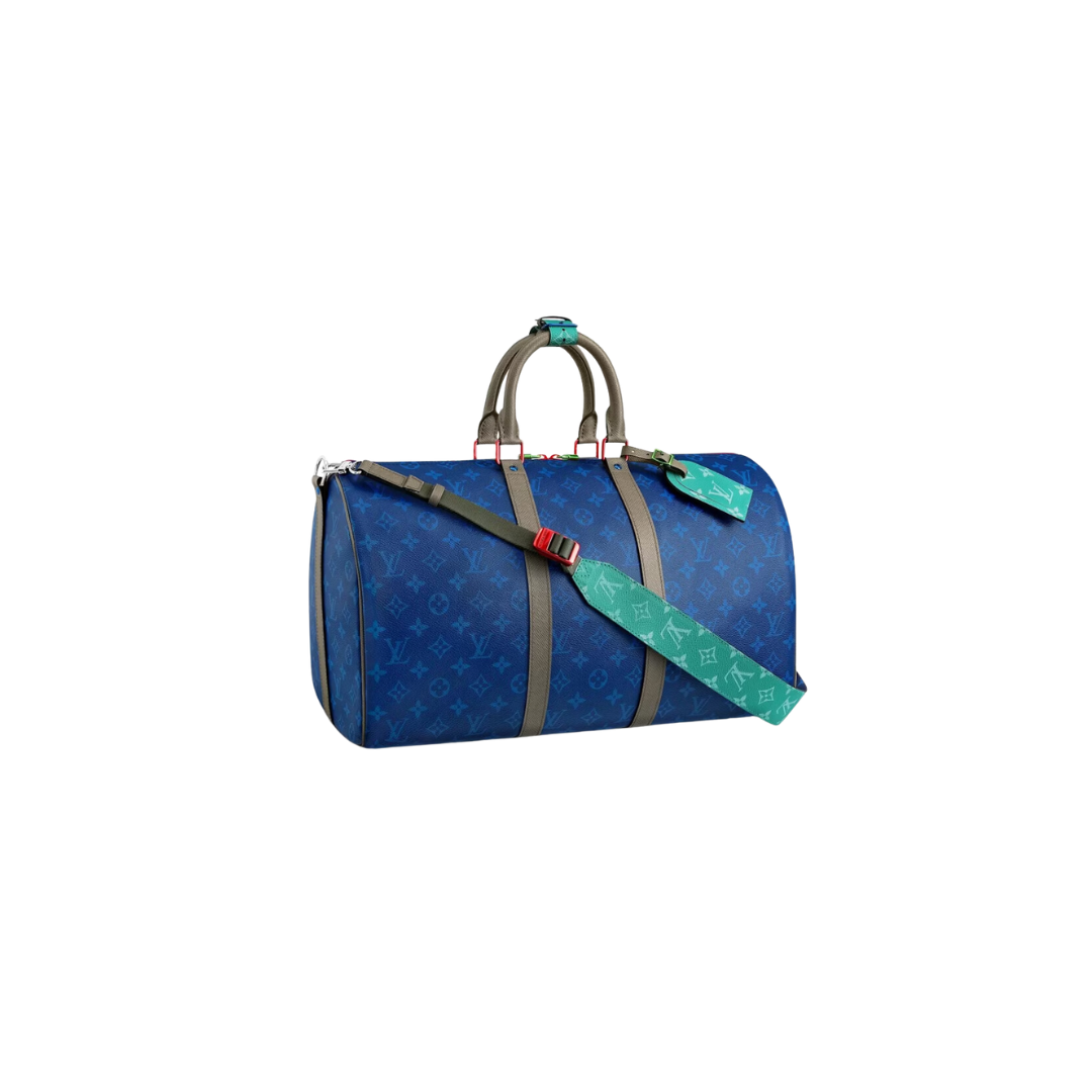 KEEPALL BANDOULIERE MONOGRAM OUTDOOR 45 PACIFIC BLUE