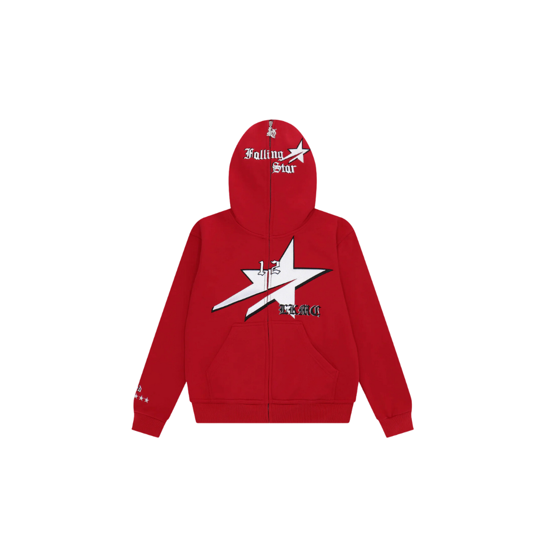 LUKAMACHAIN STARBOY RED FULL ZIP HOODIE