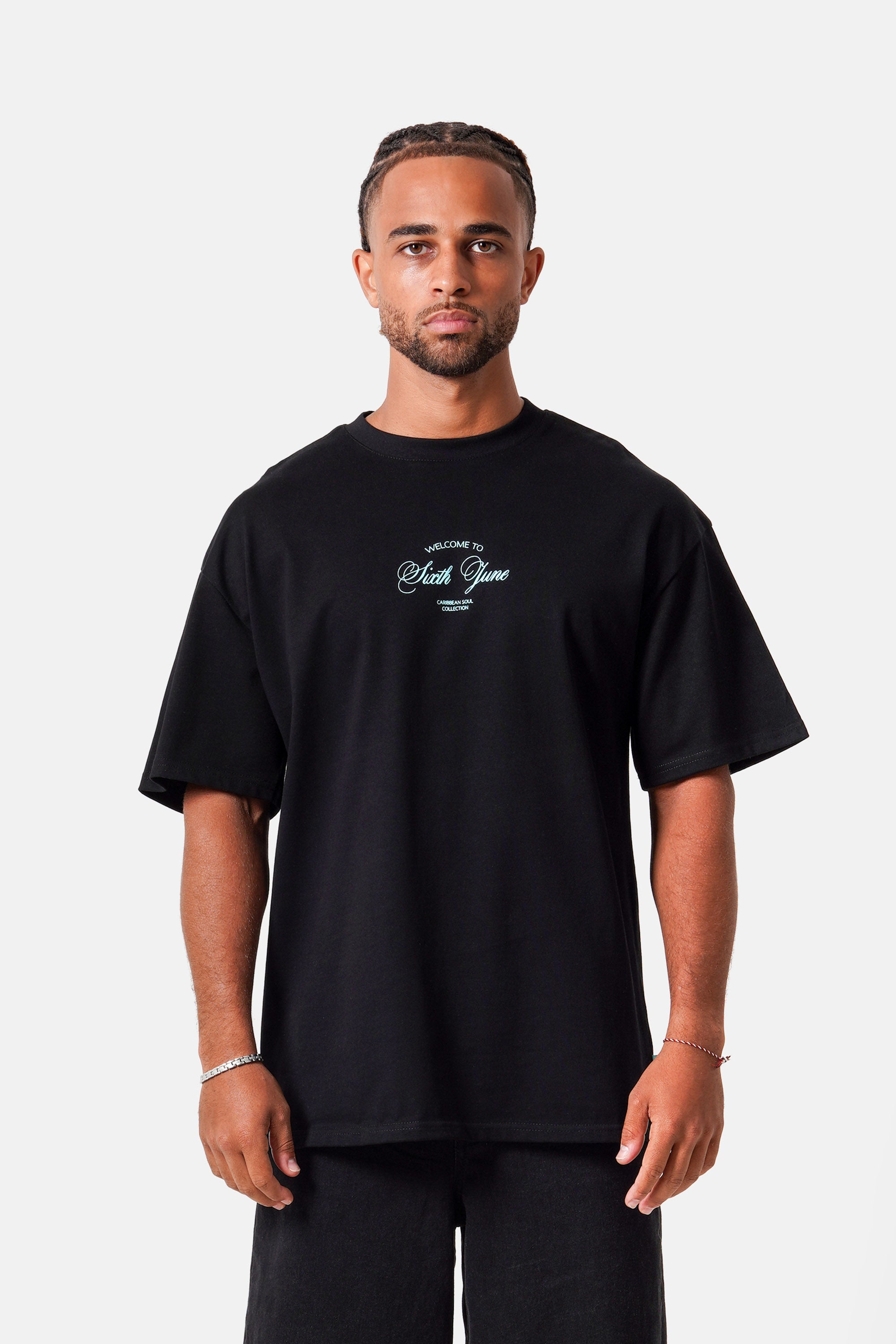 SIXTH JUNE CARIBBEAN HUT RELAXED T-SHIRT BLACK