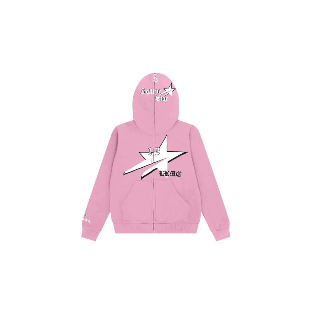 LUKAMACHAIN STARBOY PINK FULL ZIP HOODIE