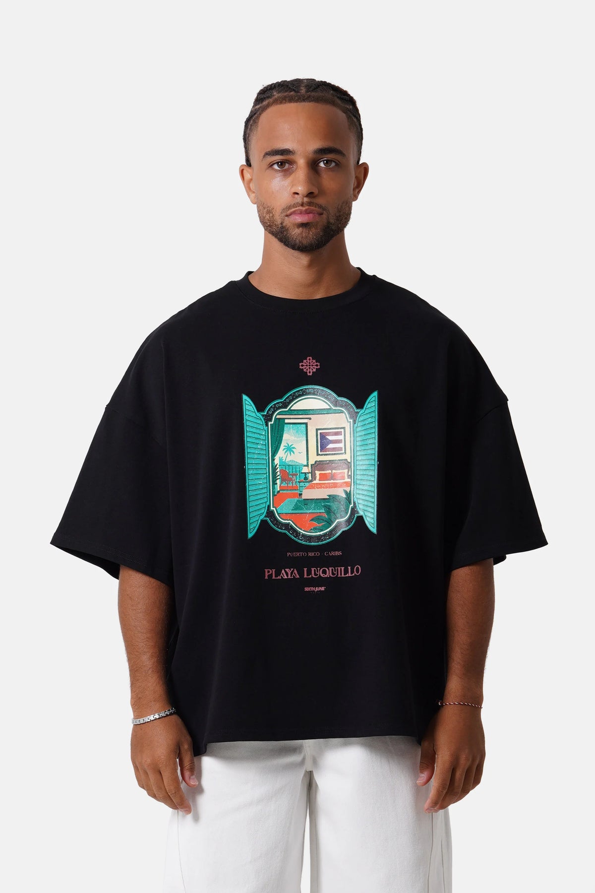 SIXTH JUNE PLAYA LUQUILLO PRINTED S/S T-SHIRT BLACK