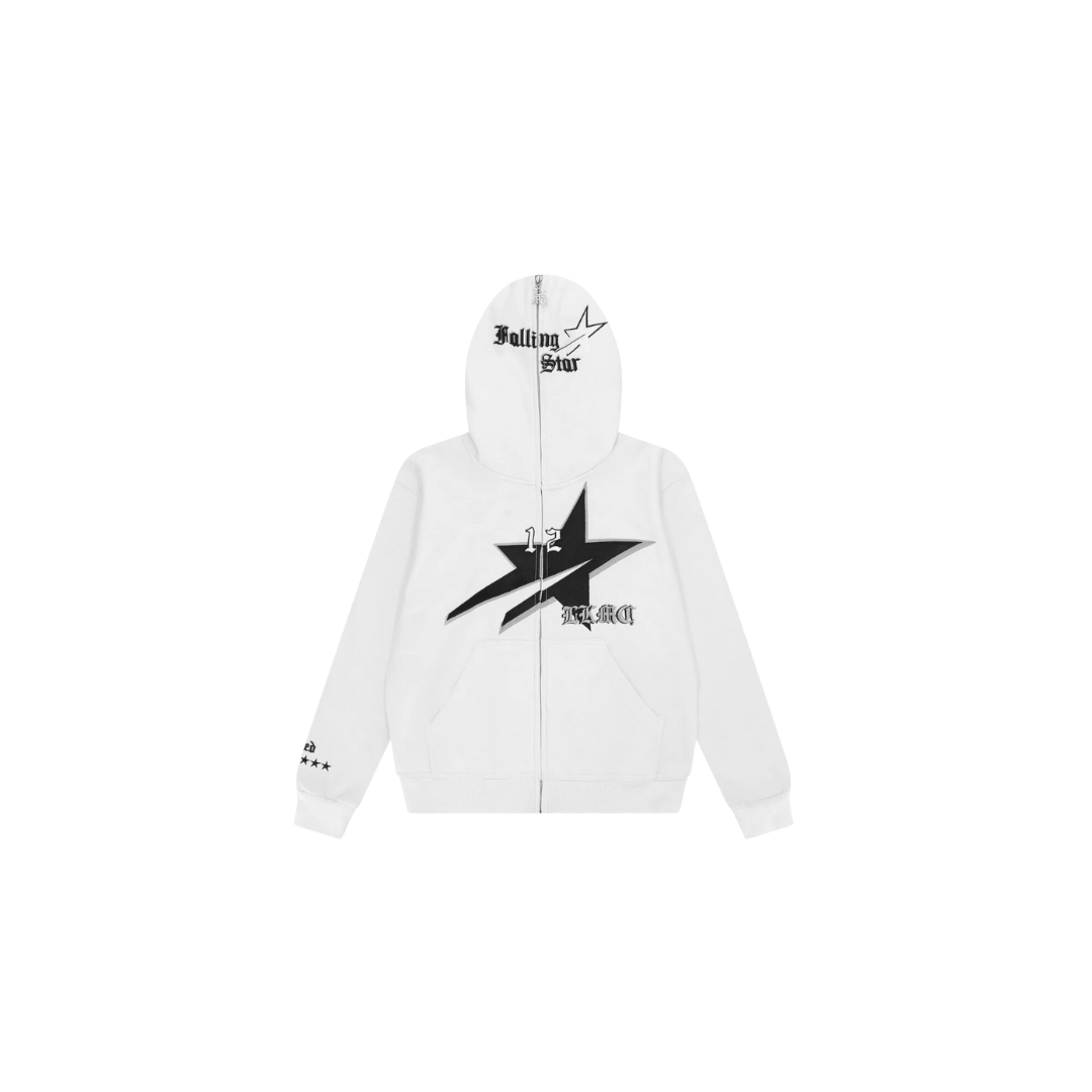 LUKAMACHAIN STARBOY WHITE FULL ZIP HOODIE