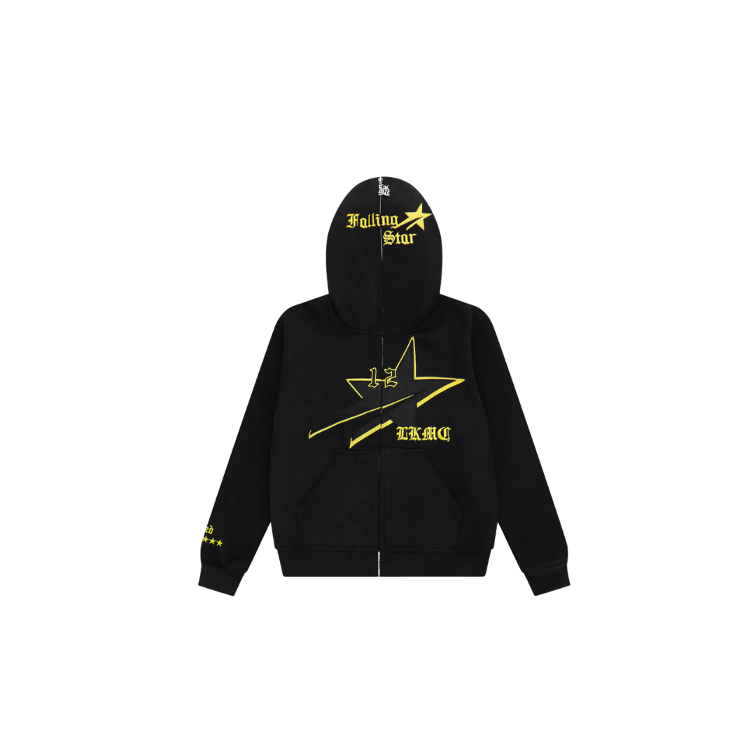 LUKAMACHAIN STARBOY BLACK YELLOW FULL ZIP HOODIE