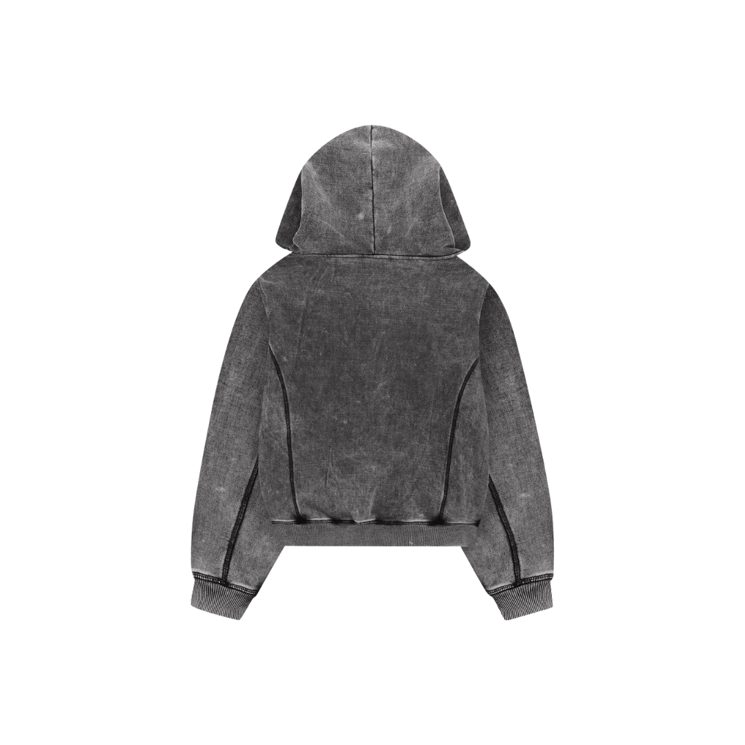 LUKAMACHAIN DISTRESSED ZIP HOODIE GHOST NO LOGO