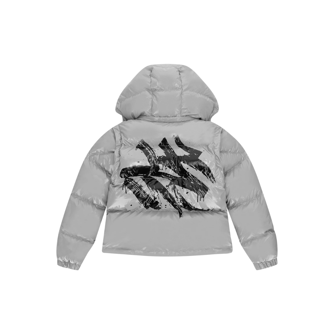 LUKAMACHAIN PUFFER JACKET GREY GRAFFITI