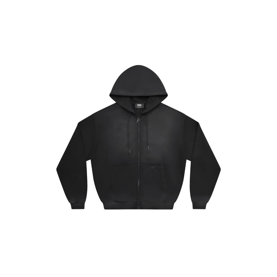 PURPILL WASHED ZIP HOODIE - BLACK