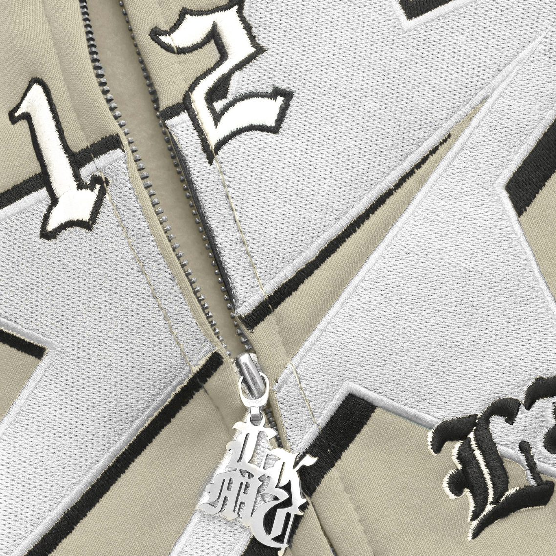 LUKAMACHAIN STARBOY BEIGE FULL ZIP HOODIE