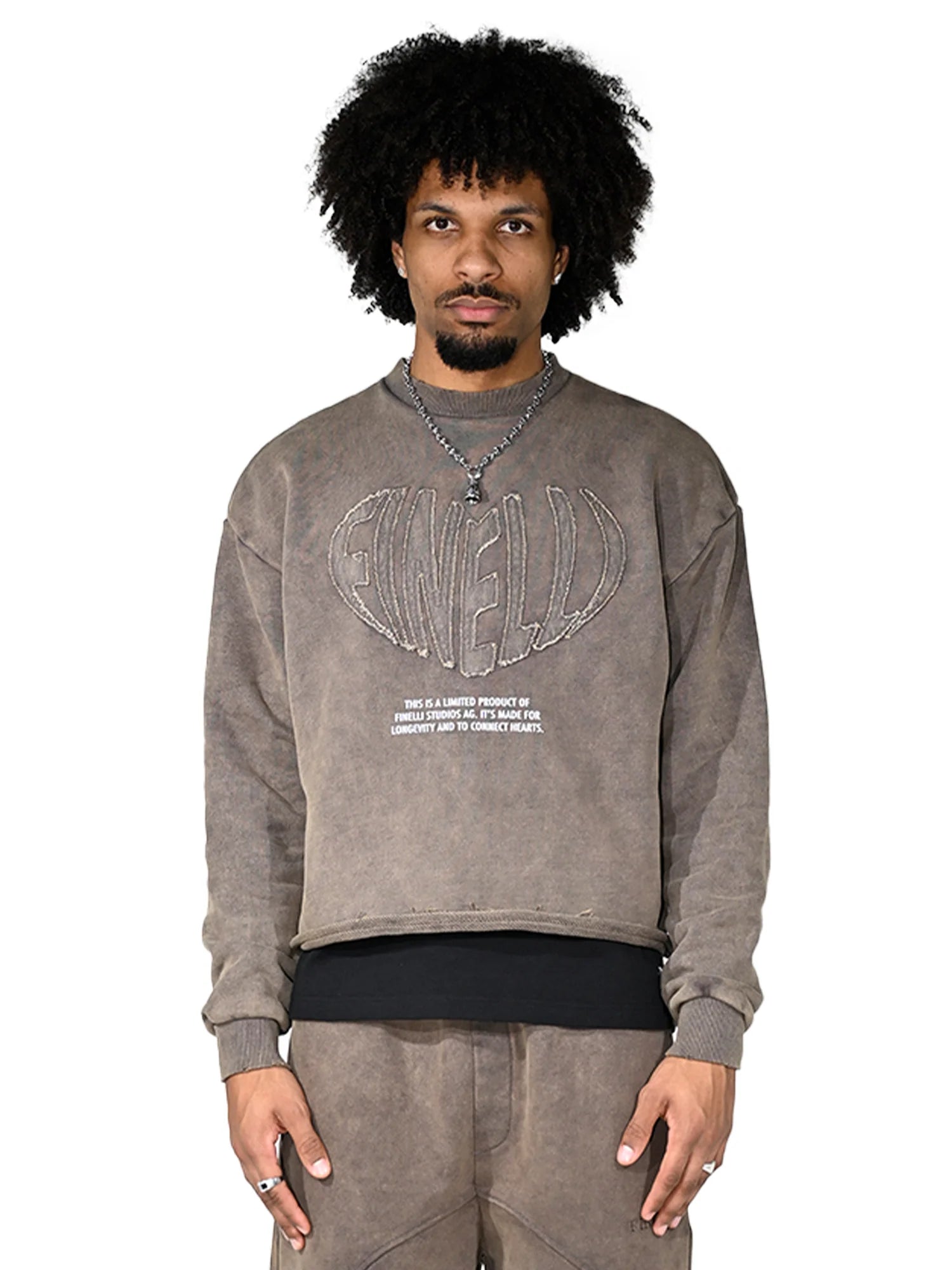 FINELLI HEART CREWNECK BROWN