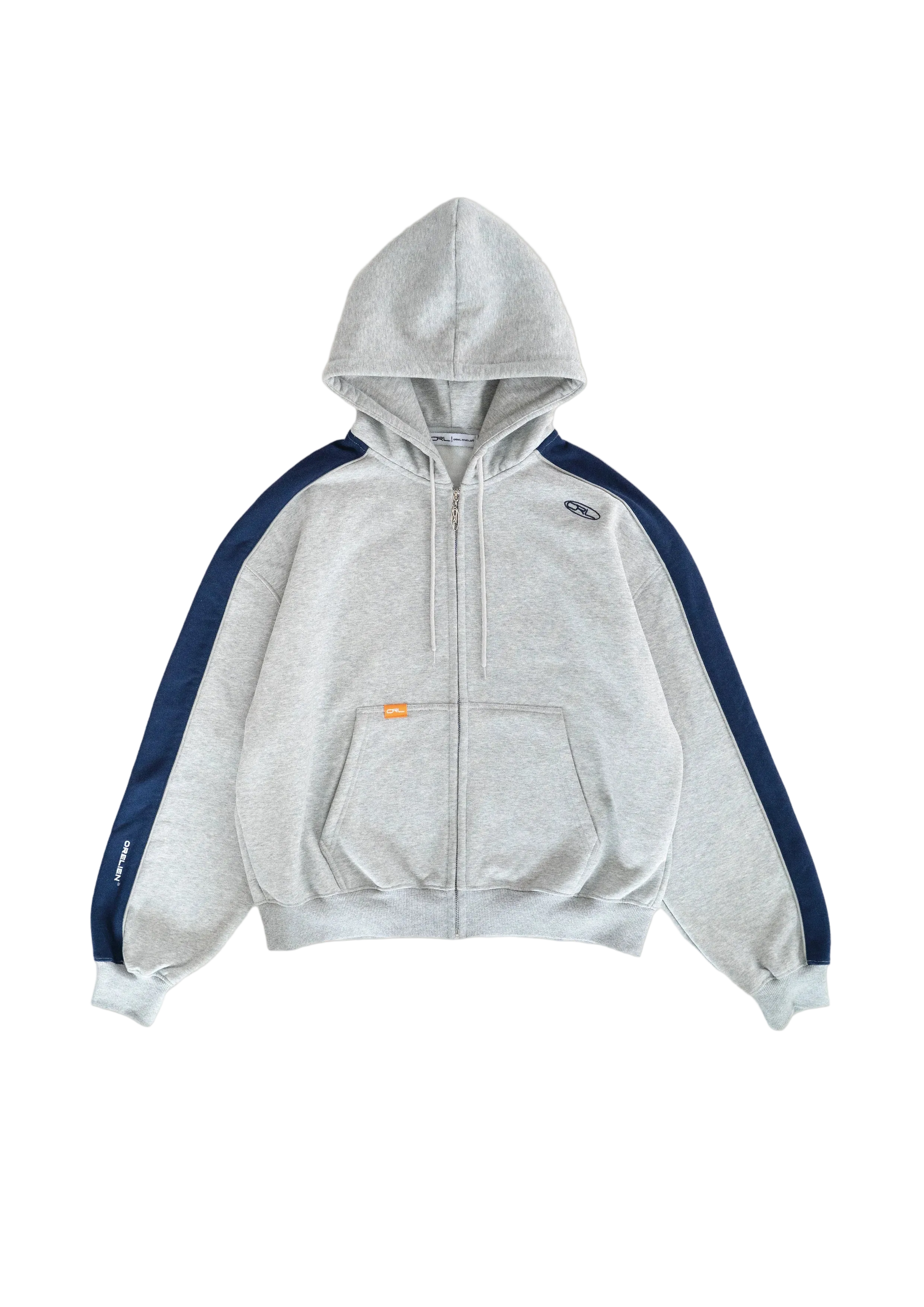 ORELIEN PANELED ZIP HOODIE GREY