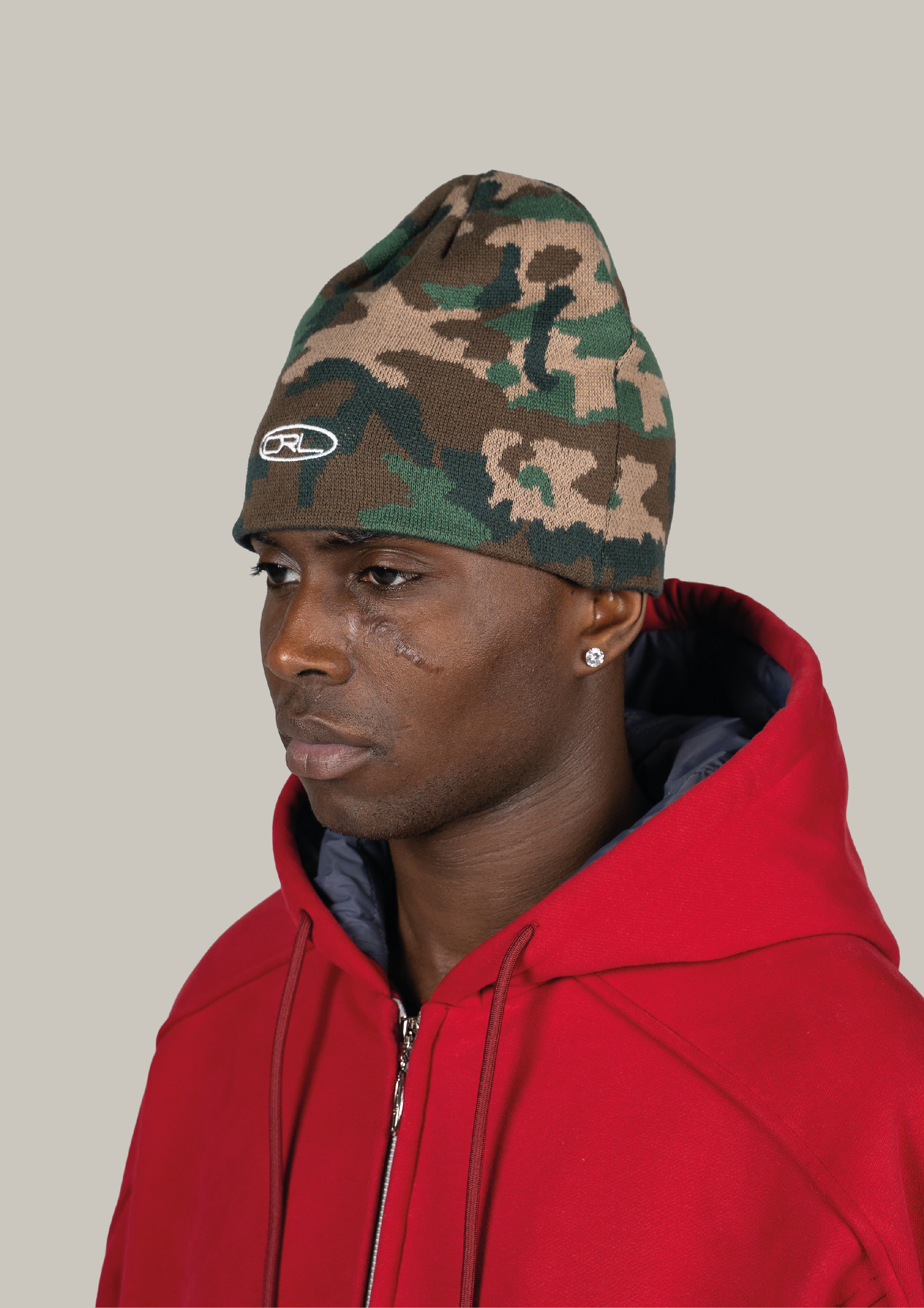 ORELIEN CAMO JACQUARD BEANIE