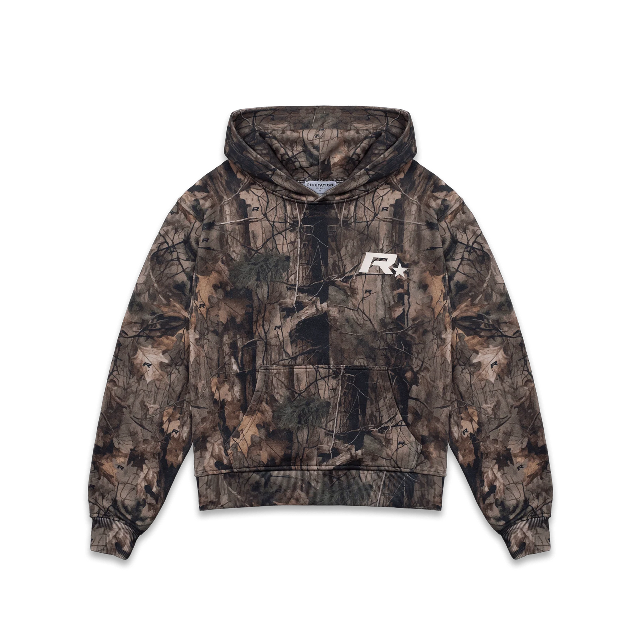 Sweat à capuche camouflage forêt de réputation