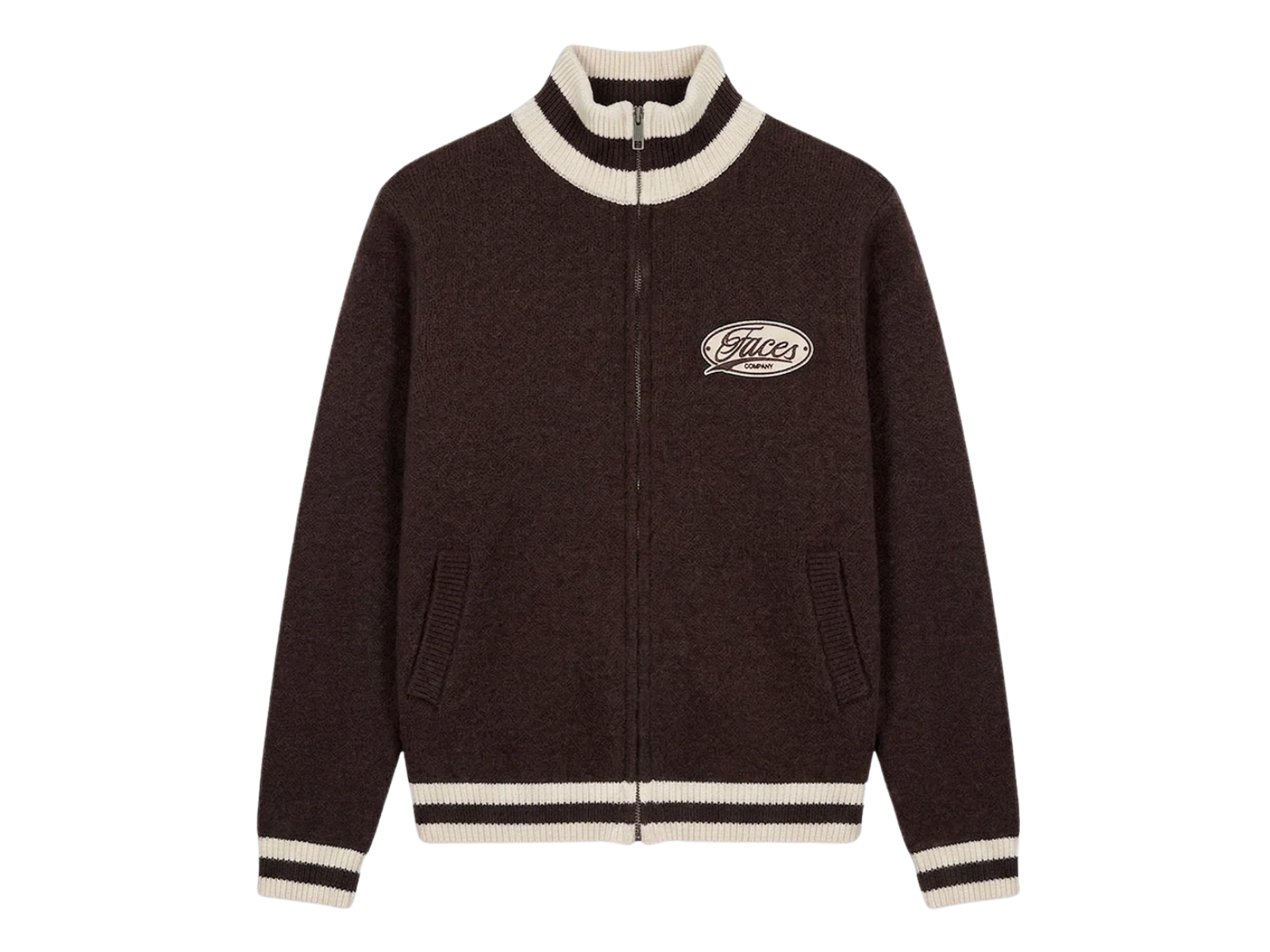 FACES KNIT ZIPPER I CHOCOLATE