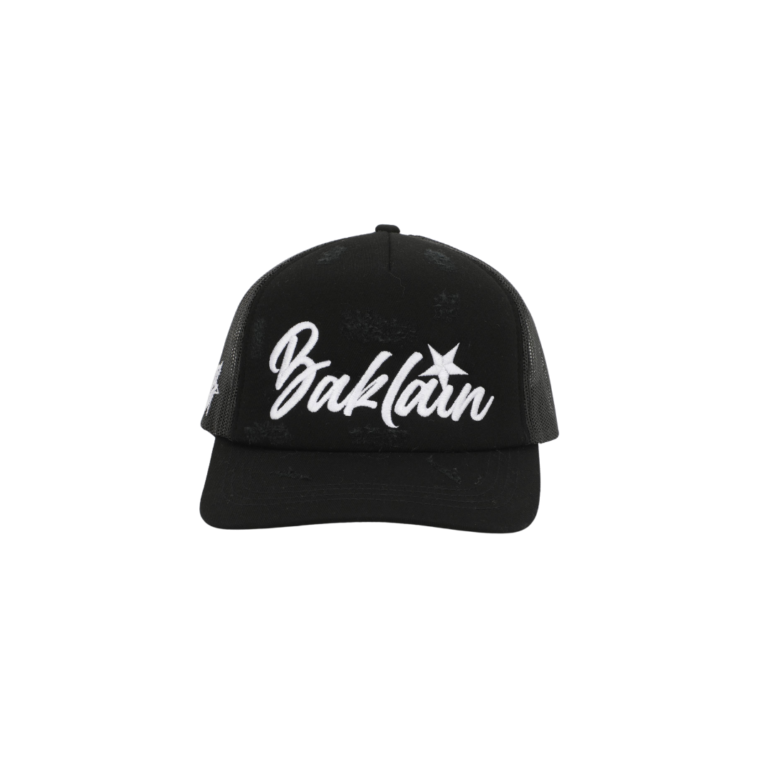 BAKLAIN DISTRESSED TRUCKER CAP BLACK