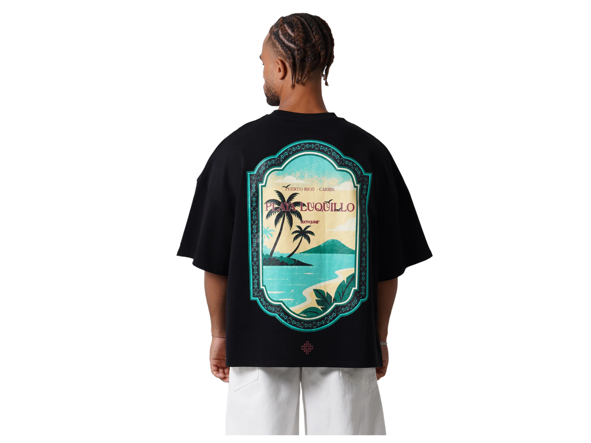 SIXTH JUNE PLAYA LUQUILLO PRINTED S/S T-SHIRT BLACK