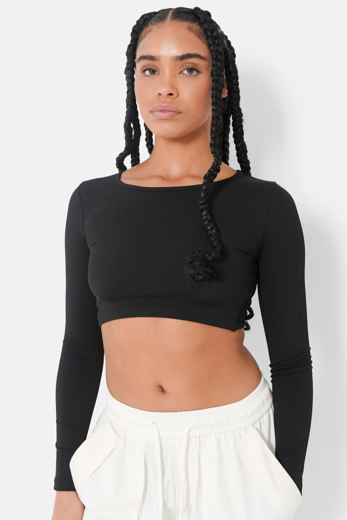 HAUT COURT EN MAILLE BICOLORE FEMME SIXTH JUNE NOIR