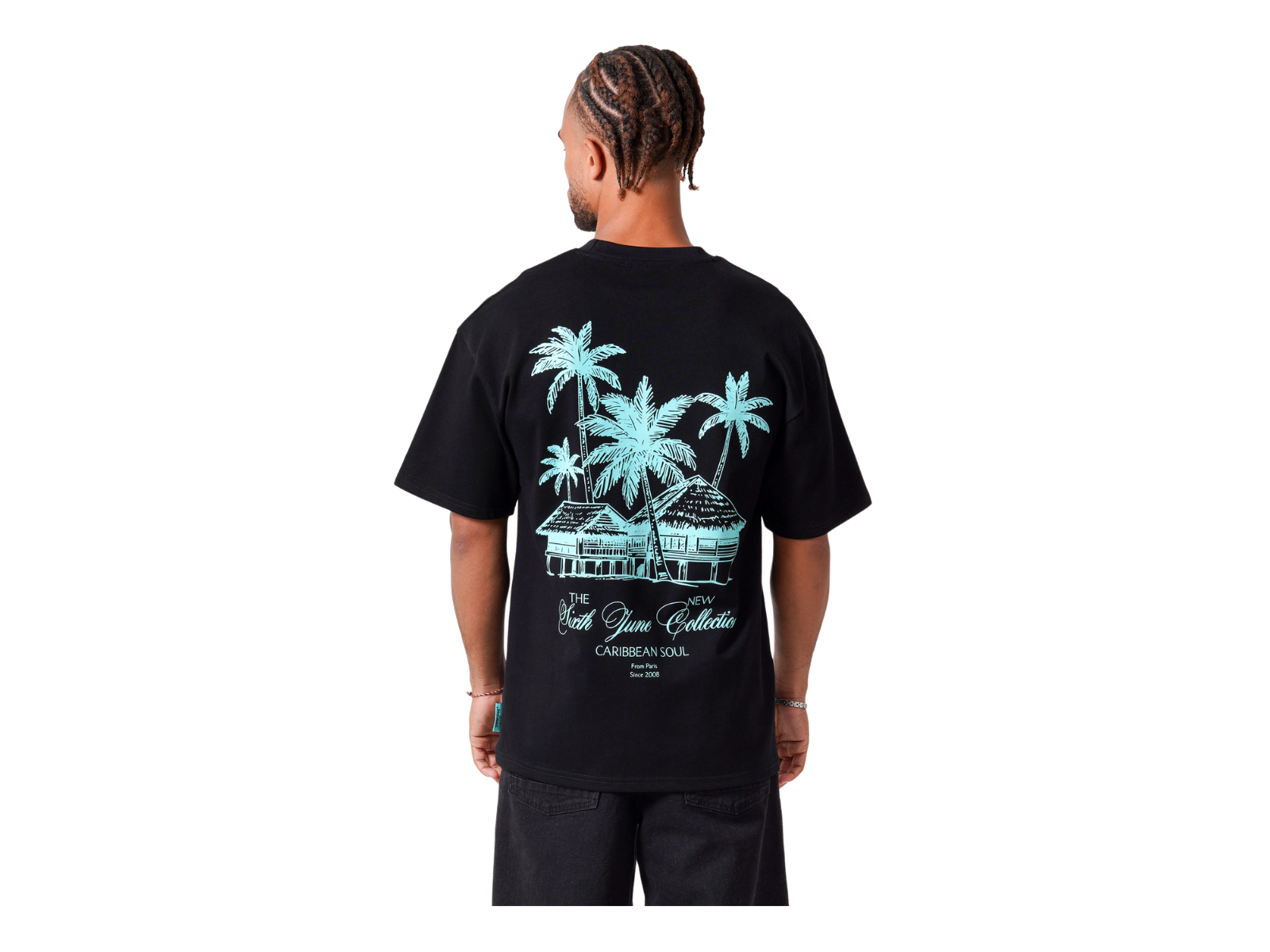 SIXTH JUNE CARIBBEAN HUT RELAXED T-SHIRT BLACK