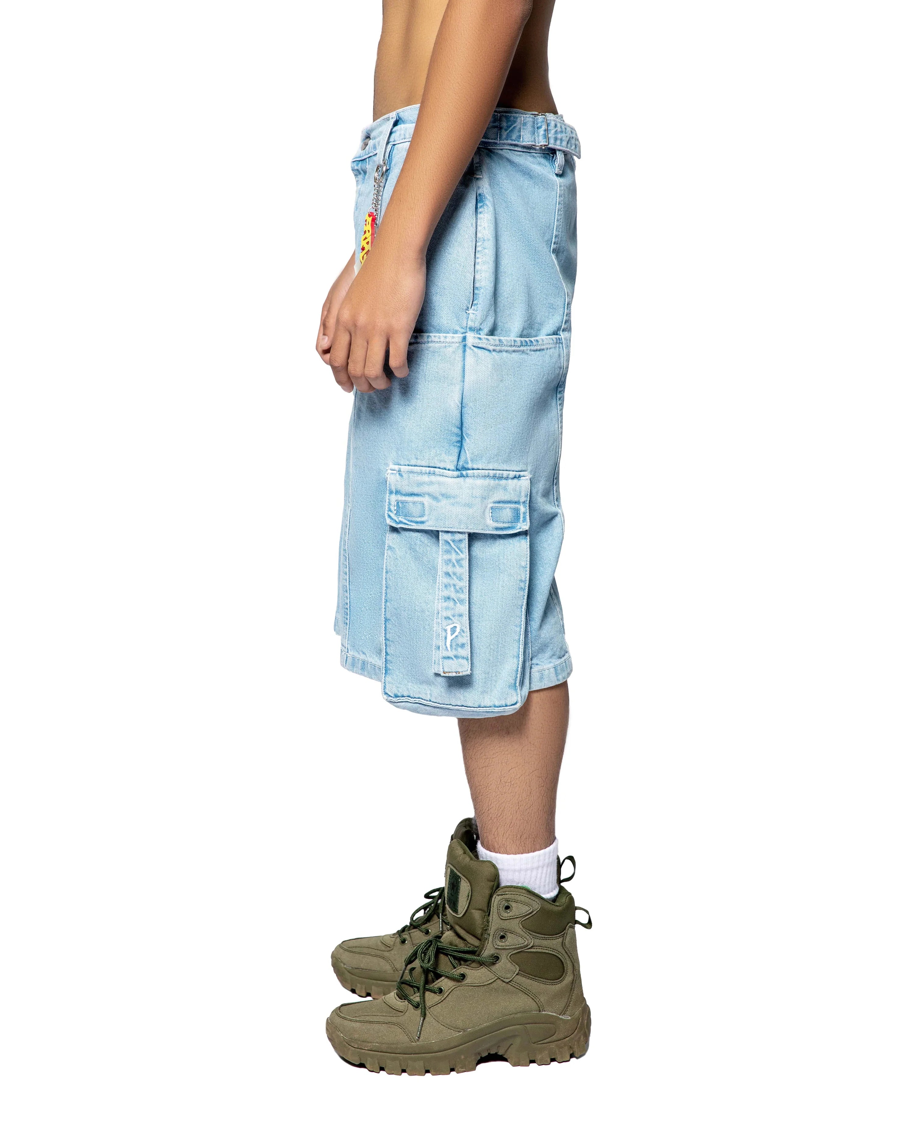 PURPILL DENIM CARGO SHORTS SKY BLUE
