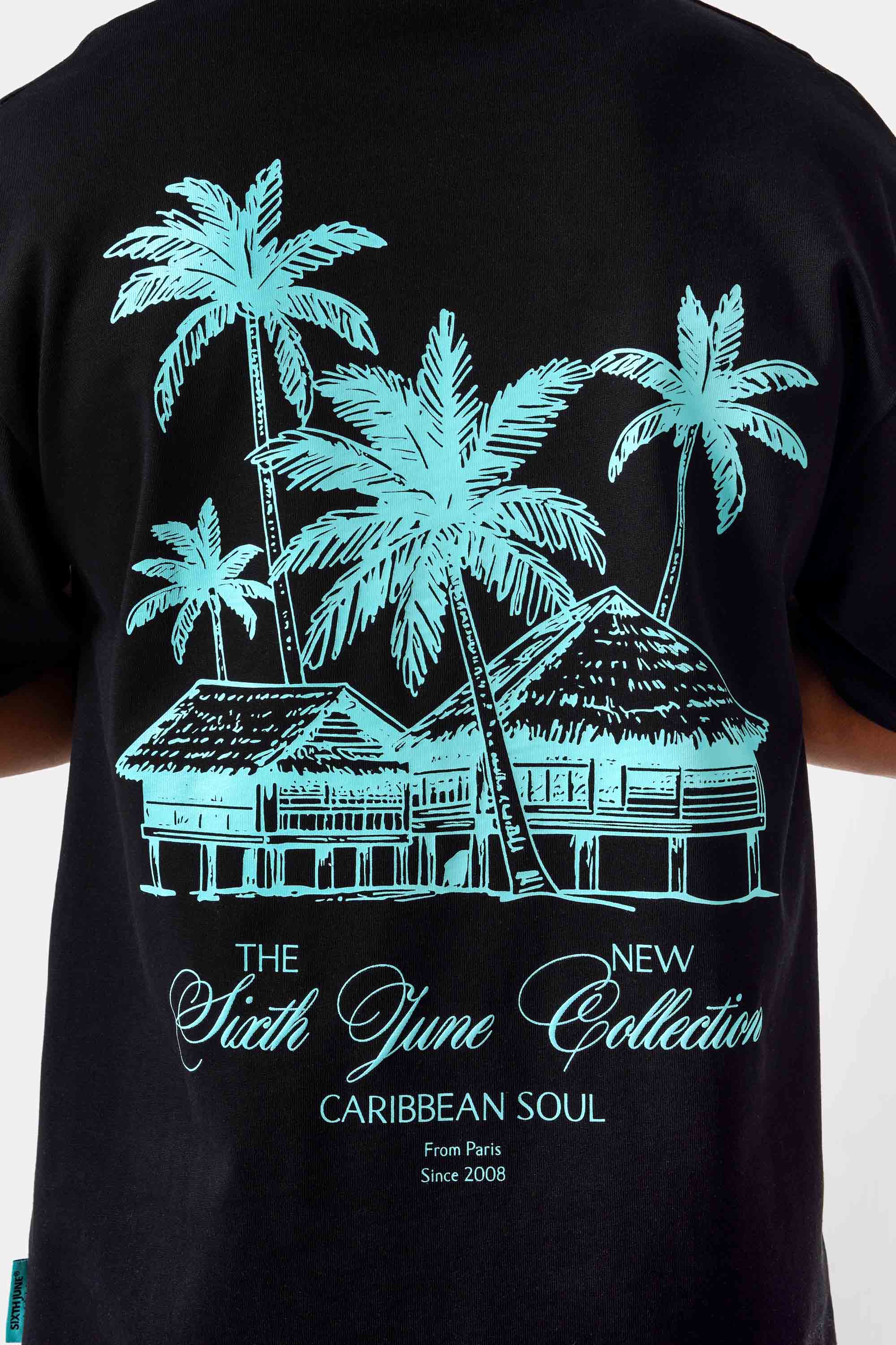SIXTH JUNE CARIBBEAN HUT RELAXED T-SHIRT BLACK
