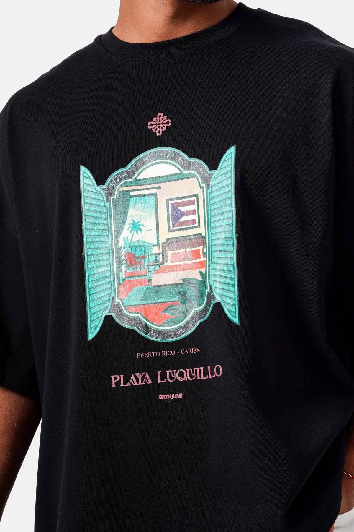 SIXTH JUNE PLAYA LUQUILLO PRINTED S/S T-SHIRT BLACK