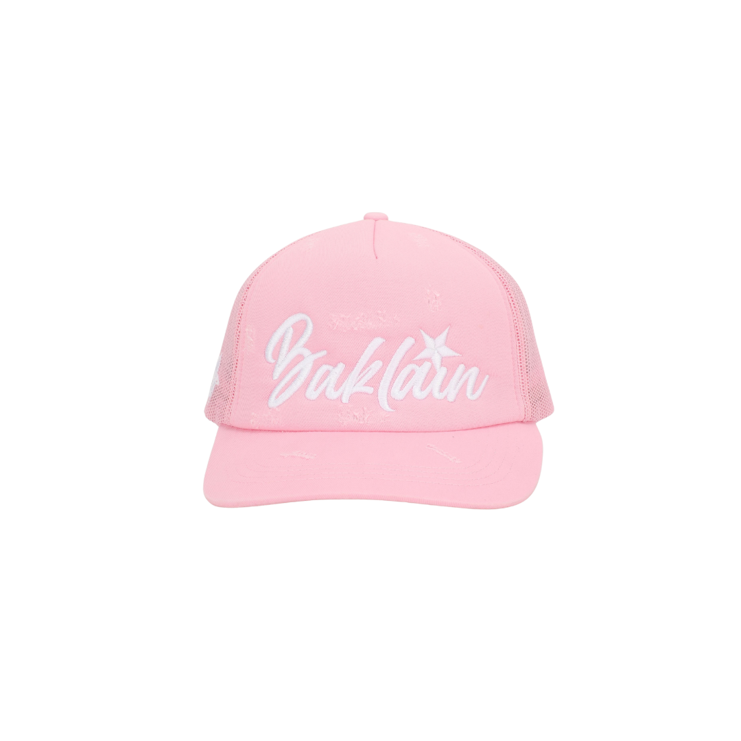 BAKLAIN DISTRESSED TRUCKER CAP PINK
