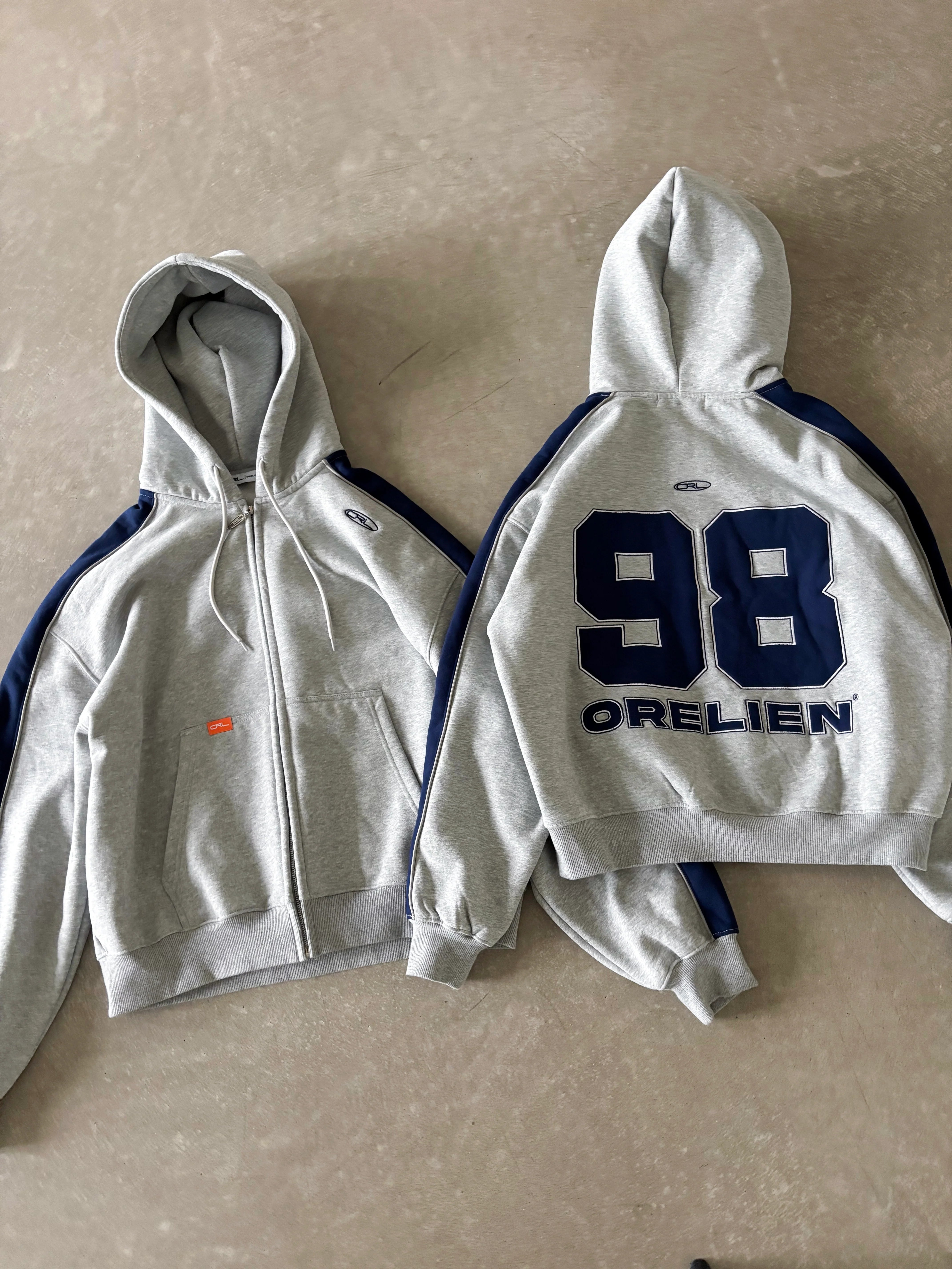 ORELIEN PANELED ZIP HOODIE GREY