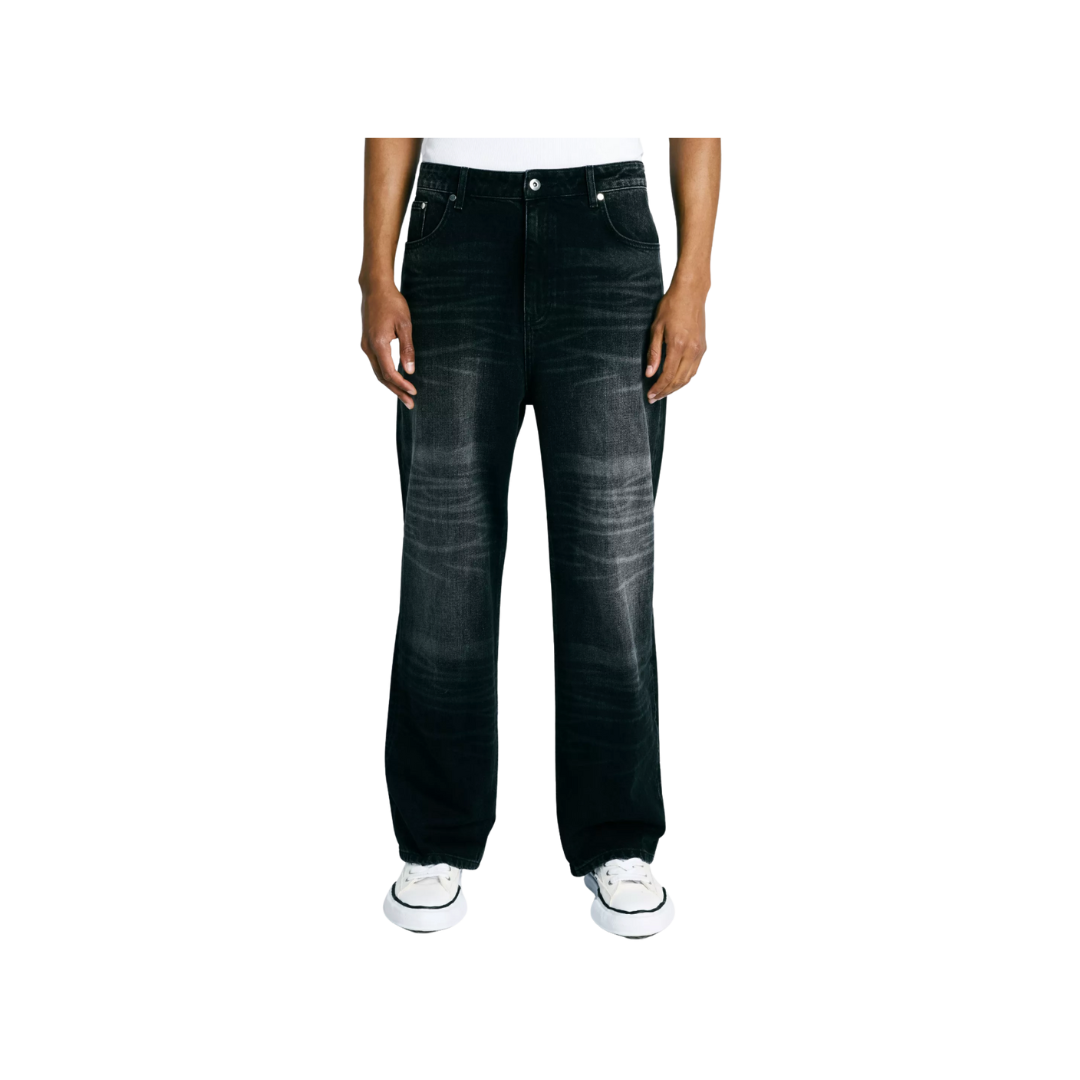 LEVTIC INITIAL STITCHED JEANS - WASHED BLACK