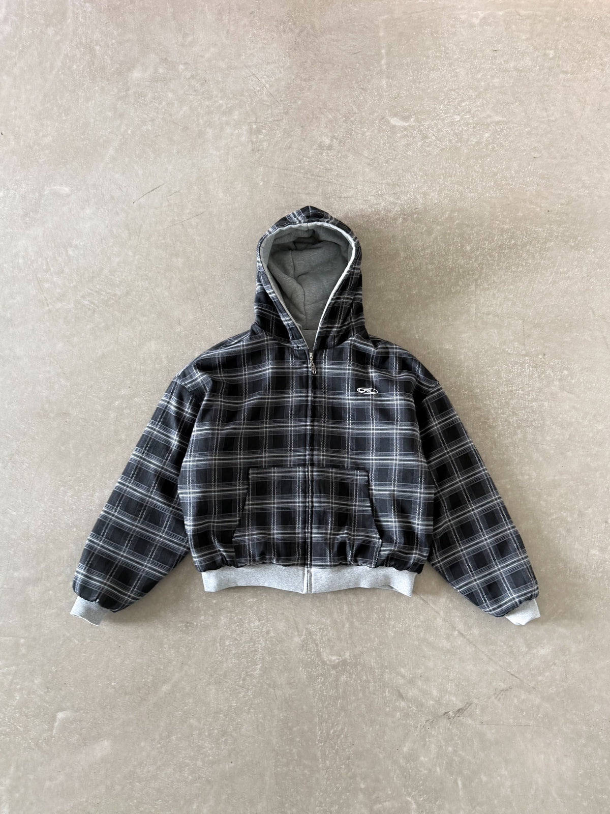 ORELIEN REVERSIBLE QUUILTED/FLANNEL ZIP HOODIE
