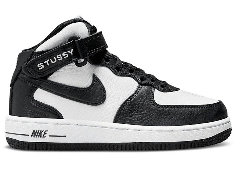 NIKE AIR FORCE 1 MID STUSSY LIGHT BONE BLACK (PS)