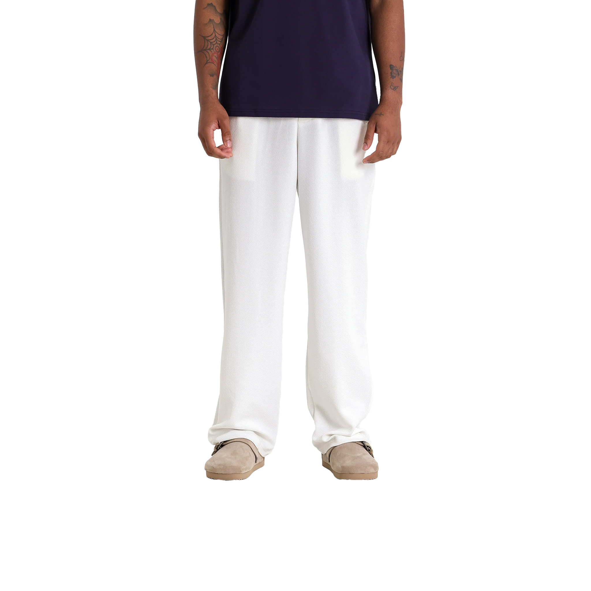 PANTALON EN TISSU CRÊPE SIXTH JUNE BLANC 