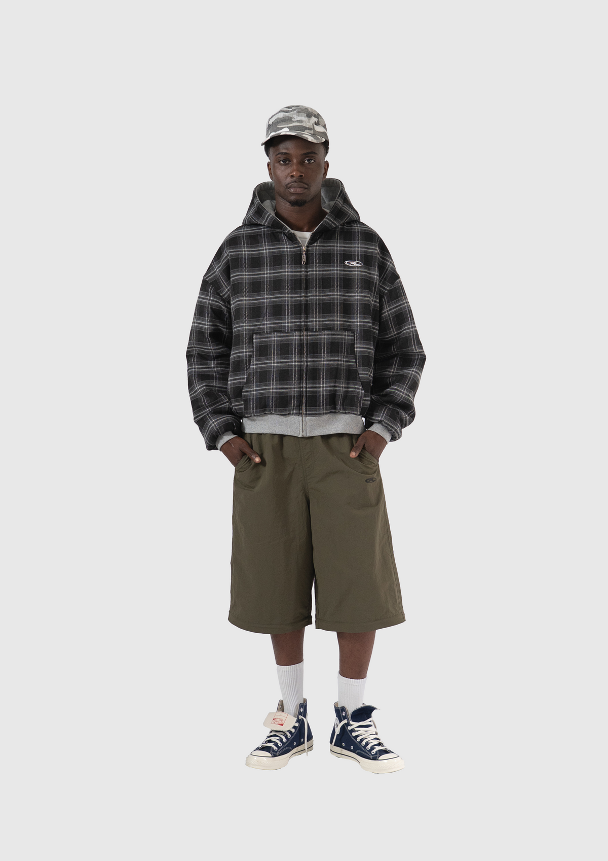 ORELIEN REVERSIBLE QUUILTED/FLANNEL ZIP HOODIE