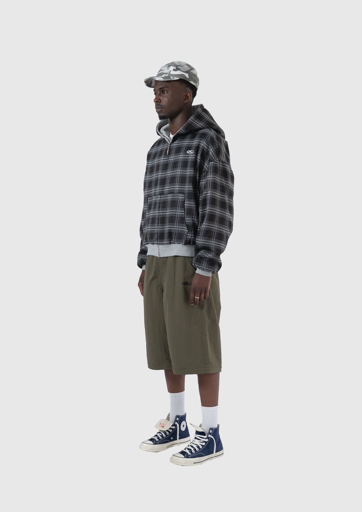 ORELIEN REVERSIBLE QUUILTED/FLANNEL ZIP HOODIE