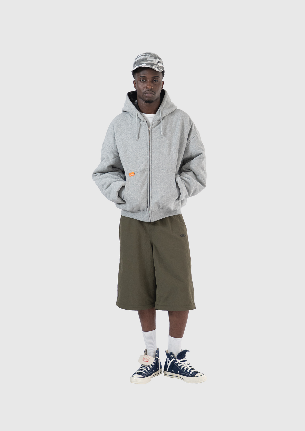ORELIEN REVERSIBLE QUUILTED/FLANNEL ZIP HOODIE