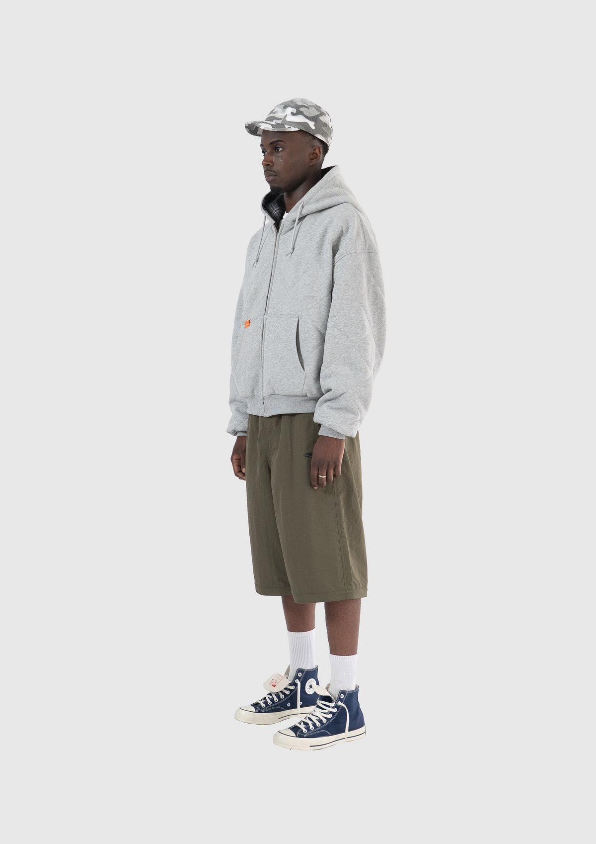 ORELIEN REVERSIBLE QUUILTED/FLANNEL ZIP HOODIE
