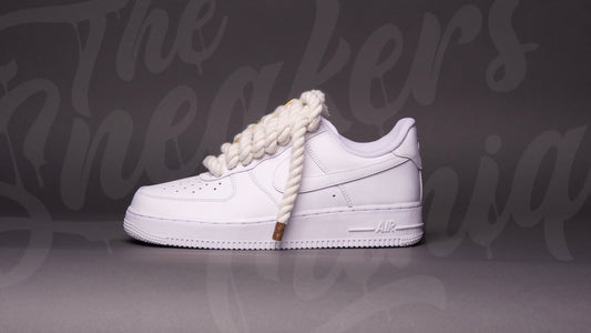 AIR FORCE 1 LOW TRIPLE WHITE CUSTOM BEIGE ROPE LACES